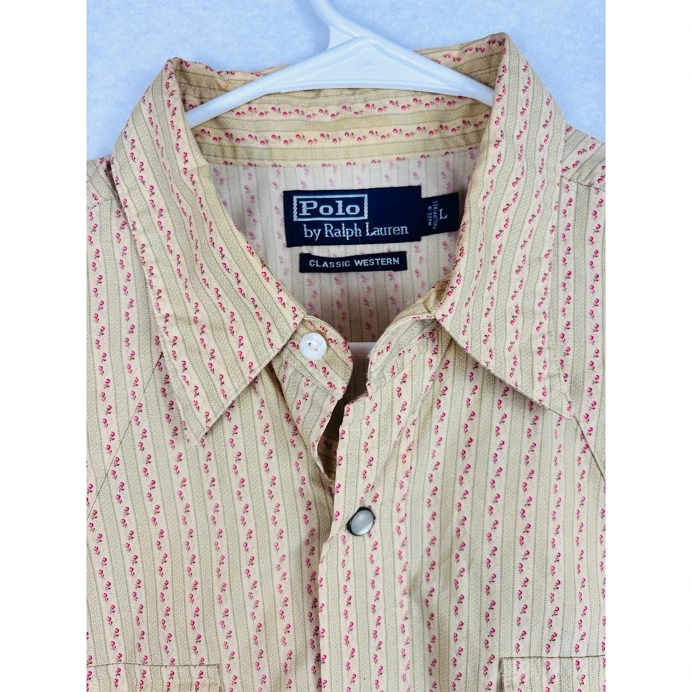 Vintage Polo Ralph Lauren Classic Western L Floral Pearl Snap Cowboy Shirt